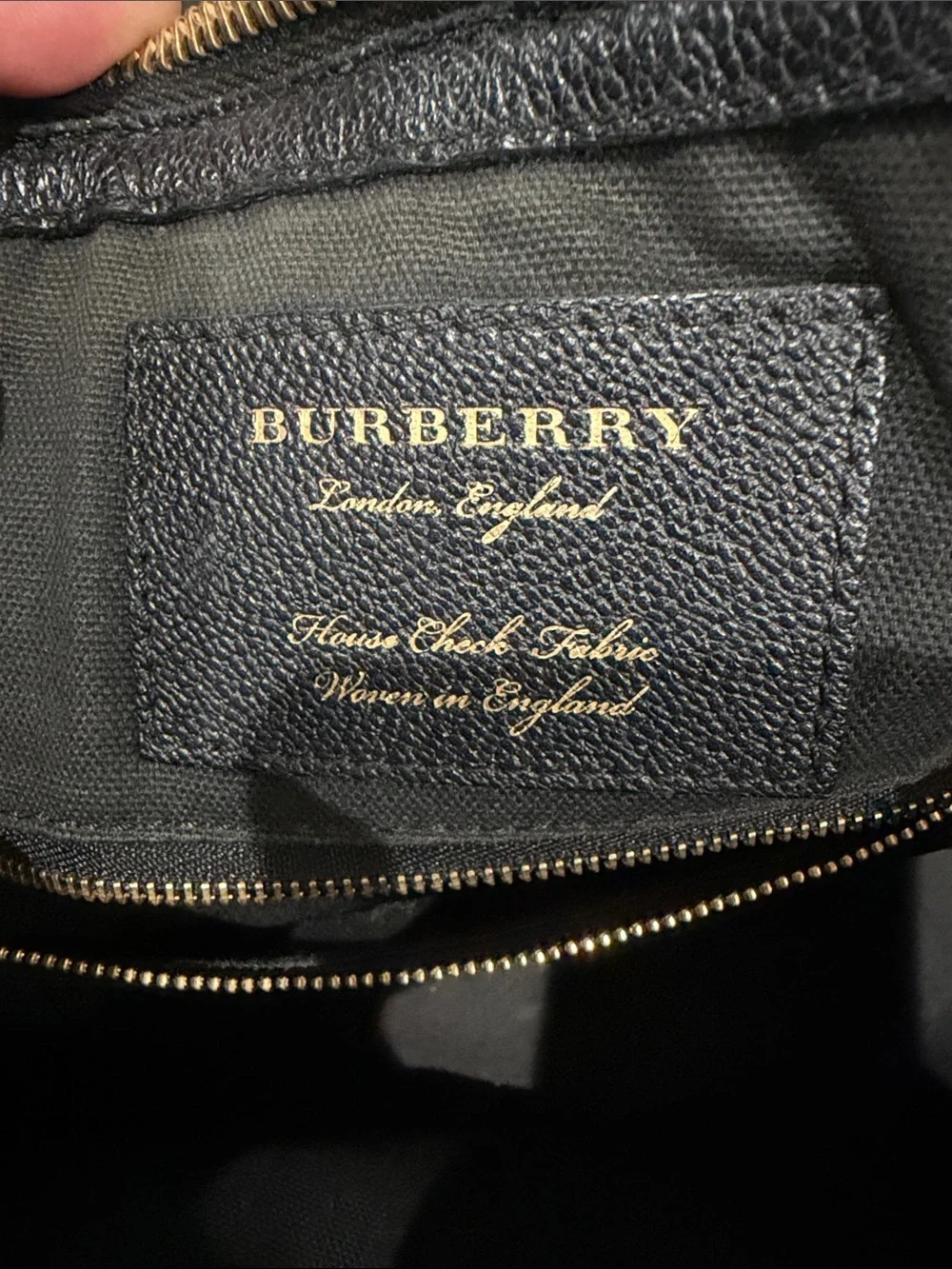 Burberry Black Leather Messenger Bag with Gold Logo